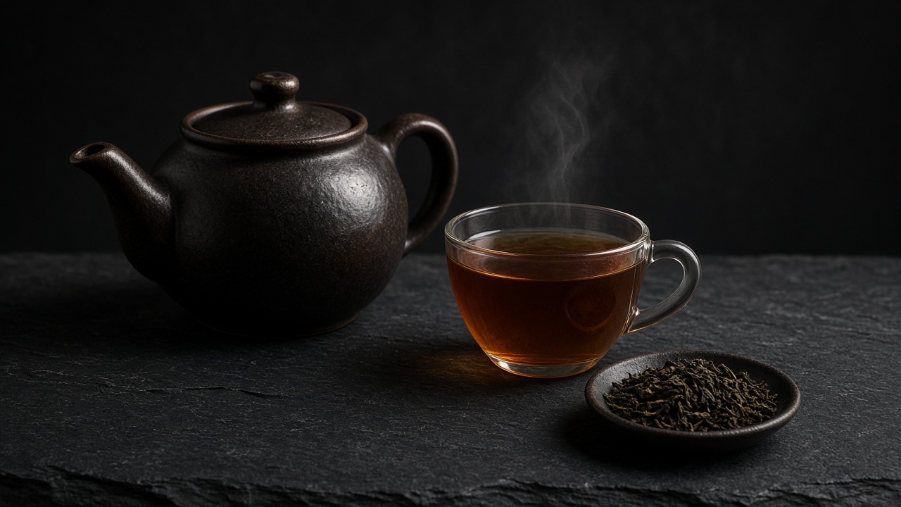 A mug of brewed tea, clear amber or brown depending on type.